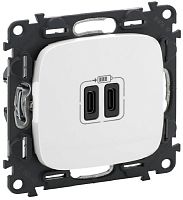 Розетка USB тип C+C без рамки Legrand Valena Allure 2-м. 3000мА белый картинка